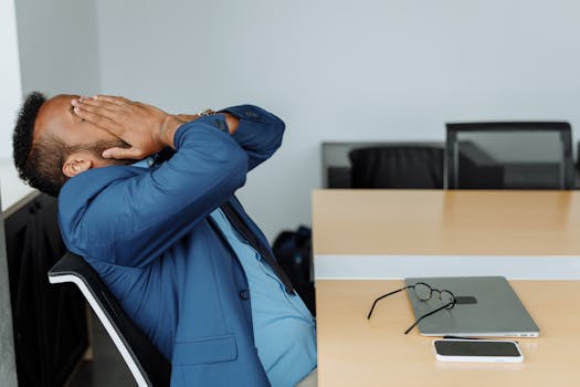 A stressed employee in office a wrong career
